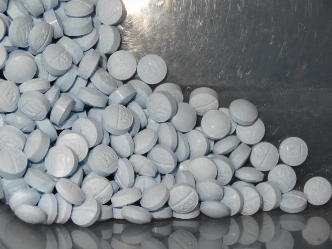 Fentanyl pills in a pharmaceutical pill counter machine