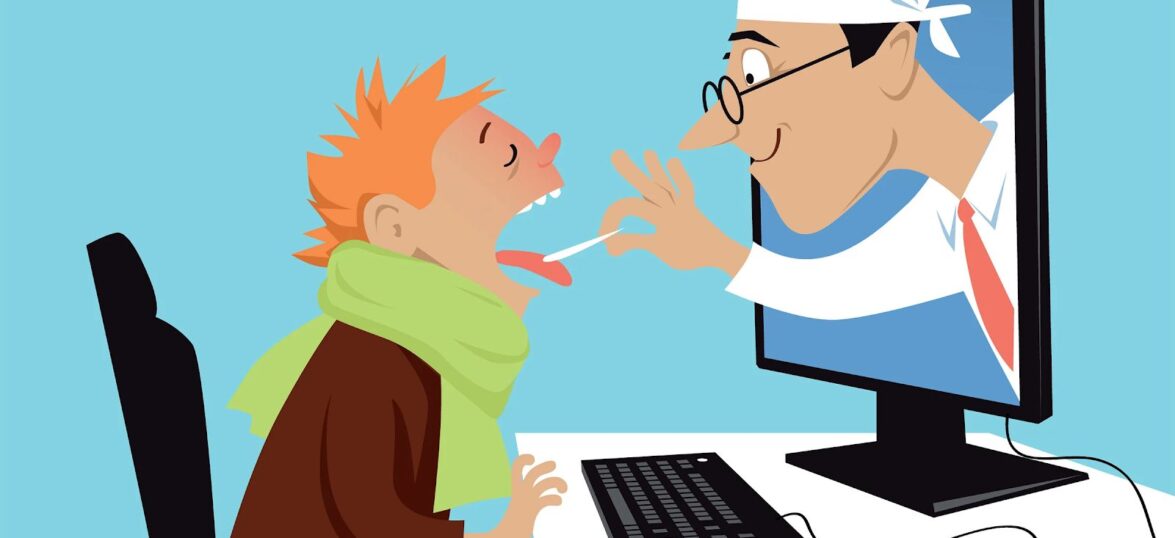 Practitioner coming through the monitor to take a child's temperature